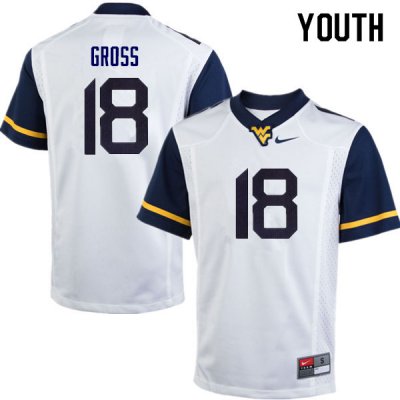 Youth West Virginia Mountaineers NCAA #18 Jaelen Gross White Authentic Nike Stitched College Football Jersey XB15P63VK